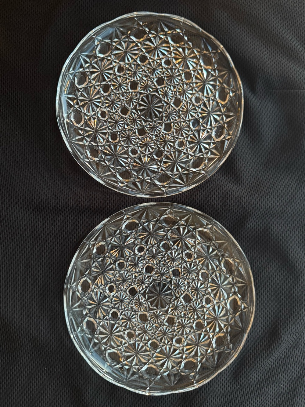 Vintage Daisy and Buttons Dessert Plates Lot of 2 Clear Glass